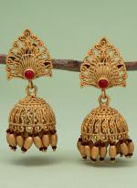   Wedding Wear  Maroon Color Rajwadi Matte Gold Earrings